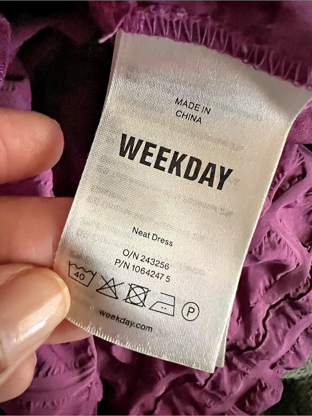 Weekday Purple Mini Dress Ruched M - Picture 6 of 8